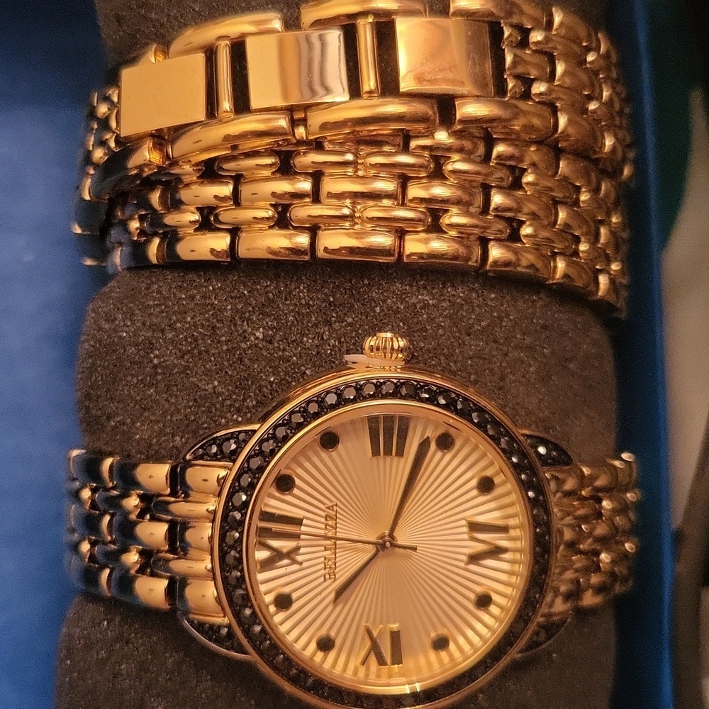 Bellezza Bronze Panthar Link 2 Piece Watch Luxury Necklace/bracelet set